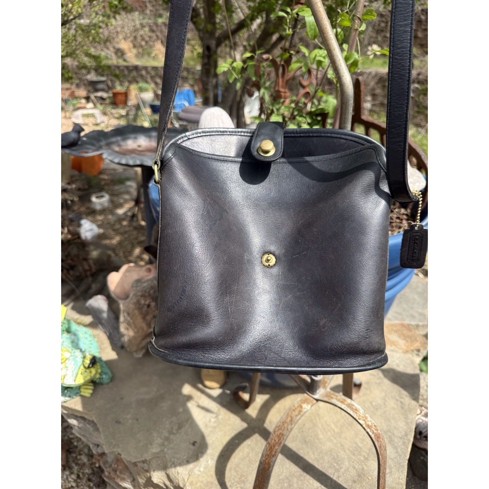Coach Vintage Nottingham British Binocular Crossbody Bag Black Leather USA - Picture 16 of 16